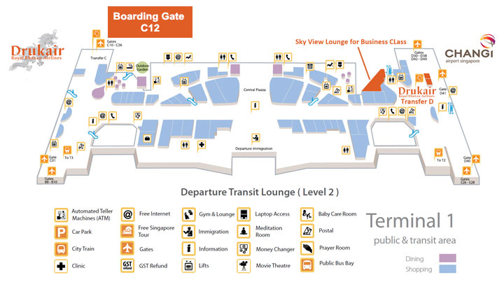 changi airport terminal 1 arrival hall map Check In And Transfer At Changi Airport Terminal 1 Drukair changi airport terminal 1 arrival hall map
